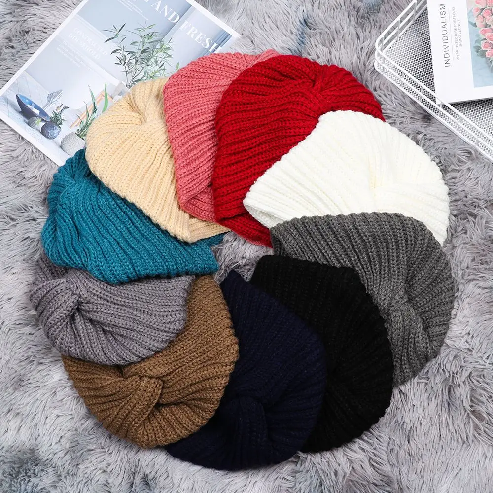 Autumn Winter Hair band Knitted Head Wrap Caps Twist Headwrap Hat Ladies Turban Women Felt Hat