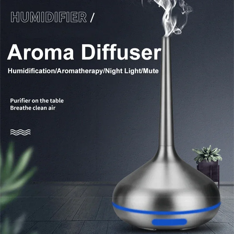 

USB Humidifier aromatherapy machine USB home mini night light essential oil diffuser wood grain metal brushed texture