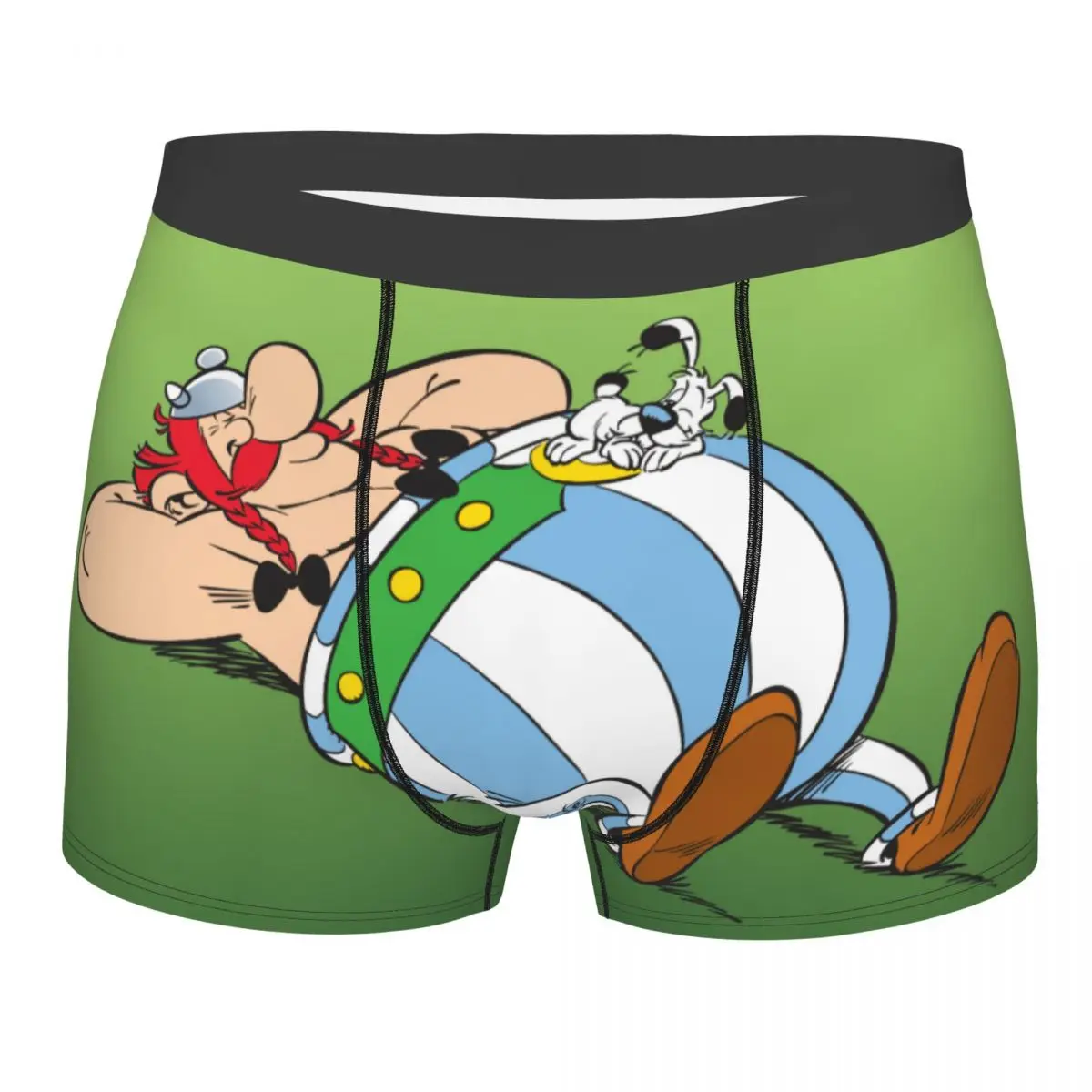 Custom Male Novelty Asterixs And Obelixs Adventure Comic Underwear Boxer Briefs Soft Shorts Panties Underpants