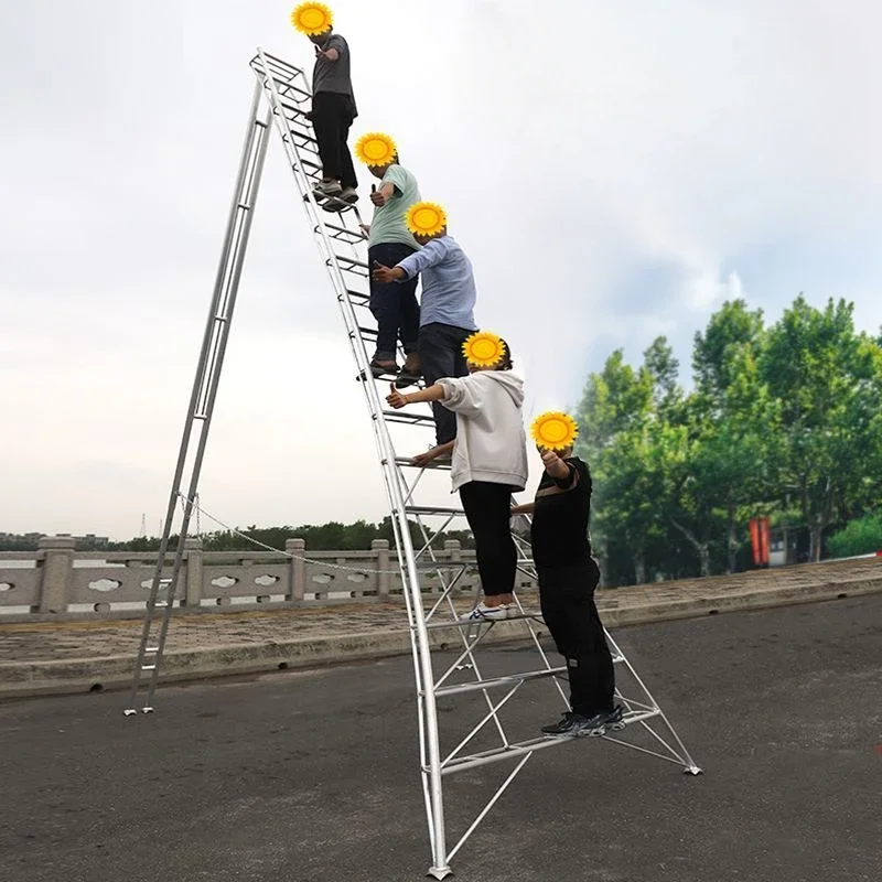 سلم مثلث للحديقة، سلم تشذيب شجرة الفاكهة، سلم من سبائك الألومنيوم لتخضير المنزل، سلم متعرج سميك #5