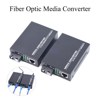 HTB-GS-03 Gigabit Fiber Optic Media Converter 10/100/1000Mbps Single Mode RJ45 3/20KM UPC/APC SC-Port US Power