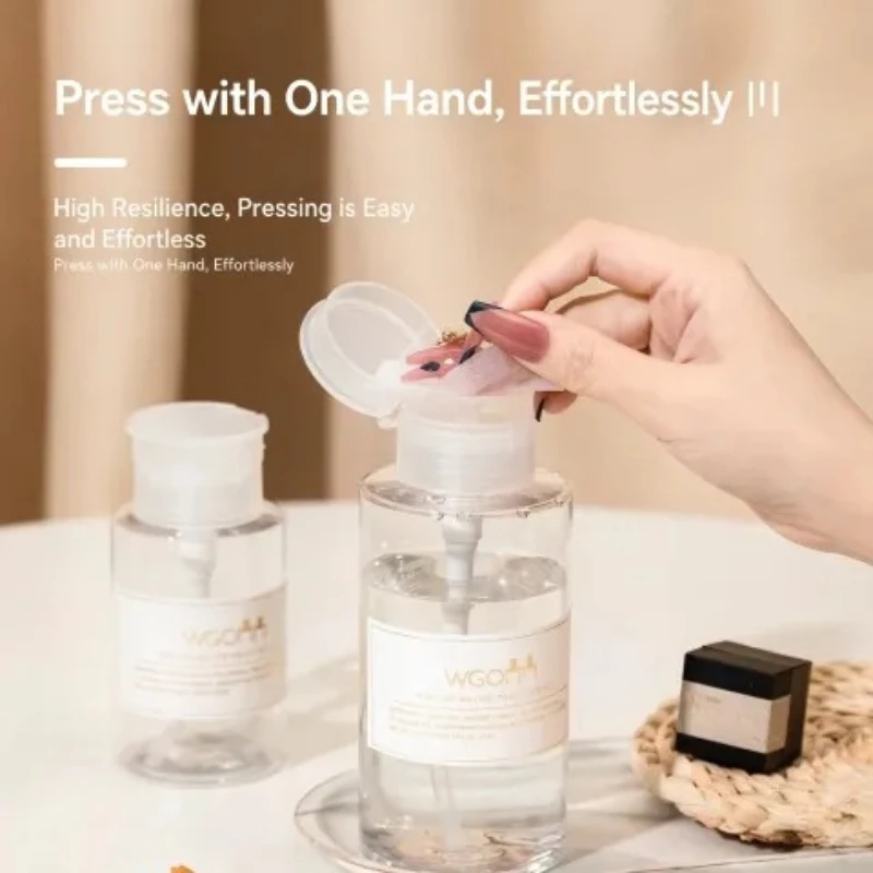 Press-type Dispenser Bottle Portable Push Down Empty Lockable Pump Bottle for Nail Polish and Makeup Remover Bottle Packaging