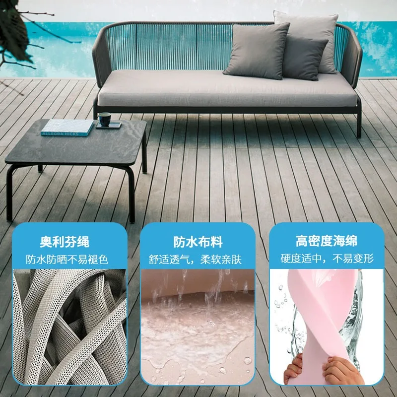 Nordic Outdoor Rattan Sofa, Courtyard Terrace Hotel Villa Garden