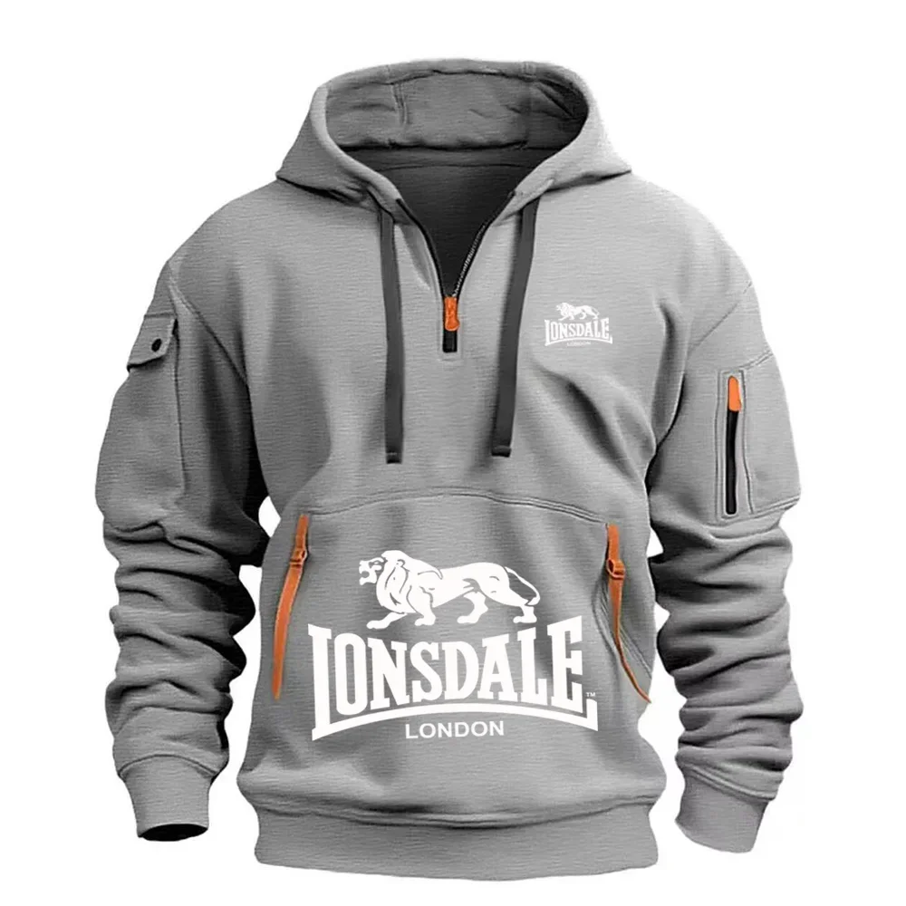 Neuer Herren-Hoodie, lockerer Pullover, lässiges Sweatshirt mit mehreren Taschen, Herbst- und Wintermode, lockerer Outdoor-Fitness-Hoodie