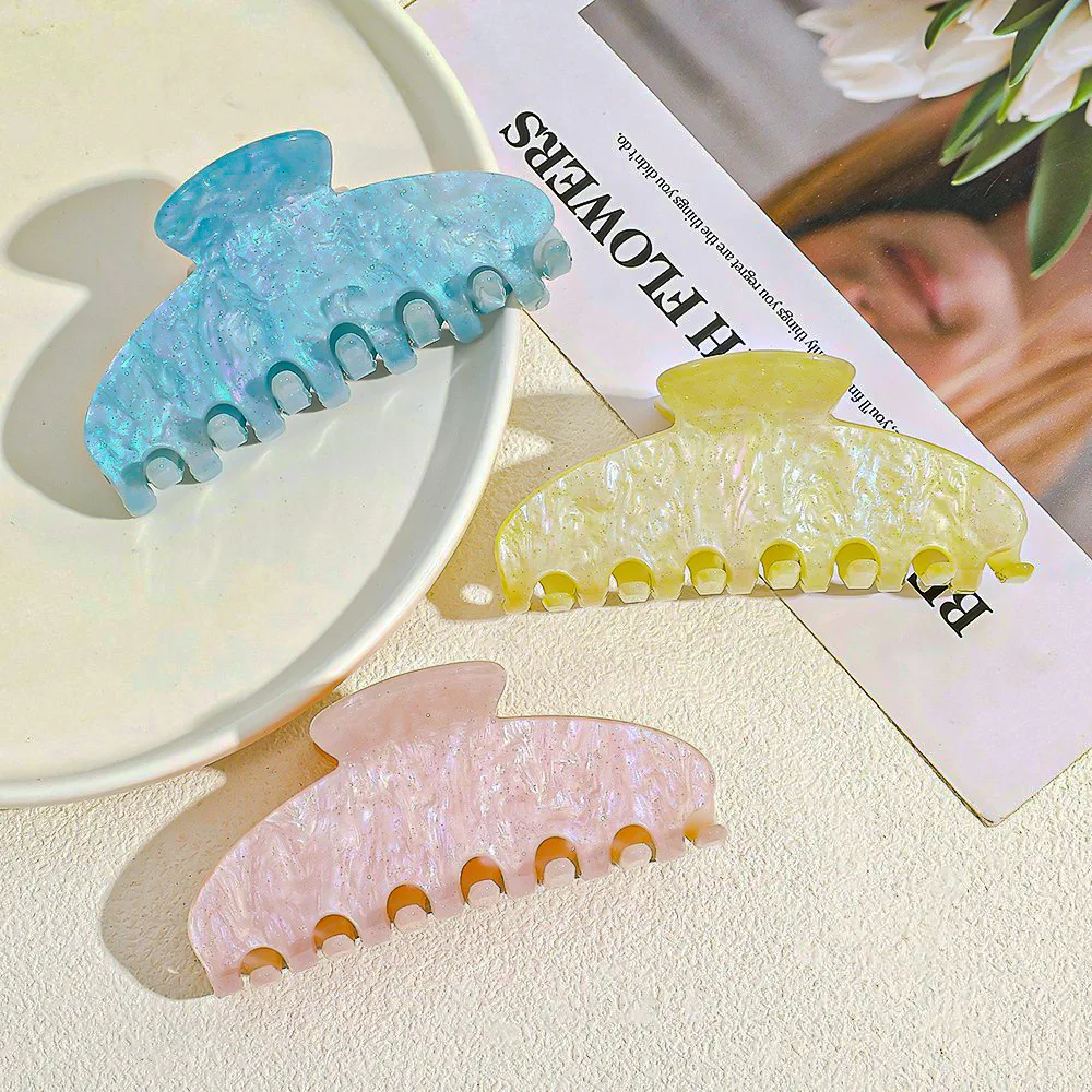 

New Sweet Pink Fresh Simple Hair Clip for Girls Fashionable Hairpin Trendy Claw Clip Export Back of Head Shark Clip