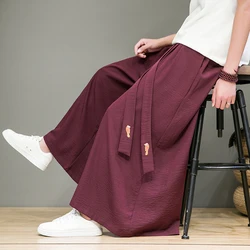 2023 Chinese Stijl Mannen Streetwear Zwarte Wijde Pijpen Broek Mannen Vrouwen Punk Gothic Hip Hop Rok Broek Man Ice Zijde bodems Broek