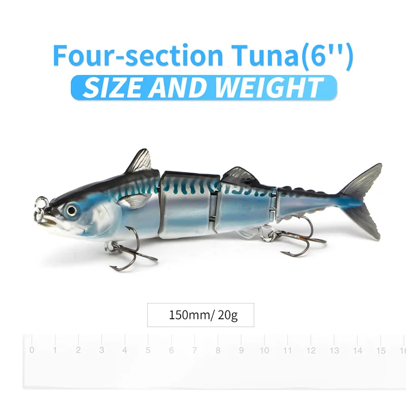 6 Inch Sinking Swing Tuna Fishing Lures Multi Joint Crank Hard Artificial Bait Plastic Ocean Fishing Tackle  Accessories