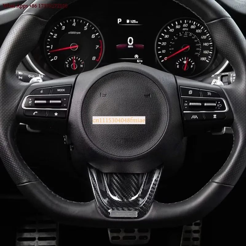 Real Hard Carbon Fiber Steering Wheel Cover Panel Trim for Kia Stinger 2018-2023 Car Interior Accessories