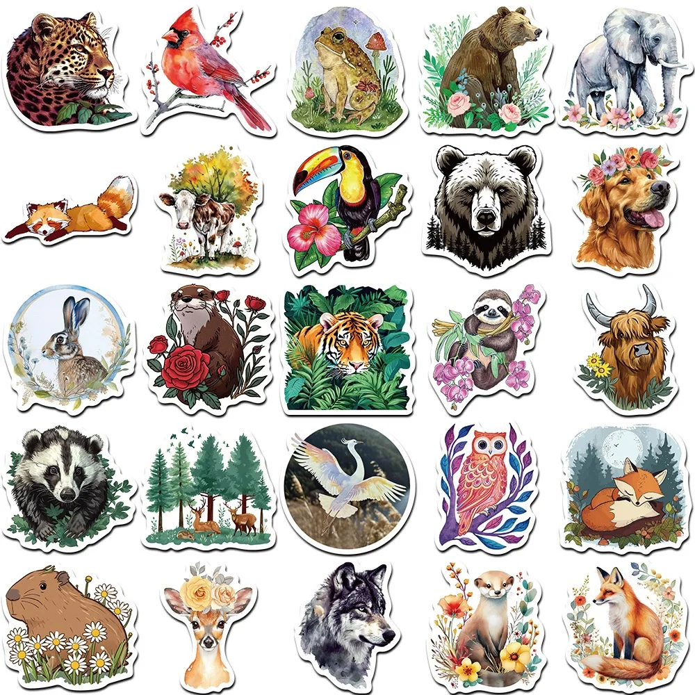 10/50pcs Cute Magic Forest Animal Decoration Stickers Aesthetic Decals DIY Diary Notebook Fridge Luggage Skateboard Car Sticker