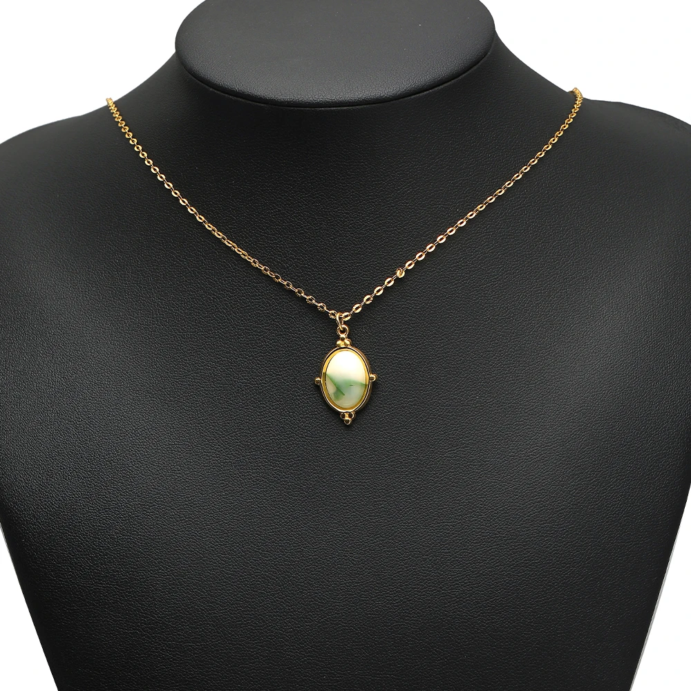 4 Stück Edelstahl-Oval-Anhänger mit Naturstein, vergoldet, für DIY-Schmuck, Ohrringe, Halsketten, Armbänder, Zubehör – Detail 2