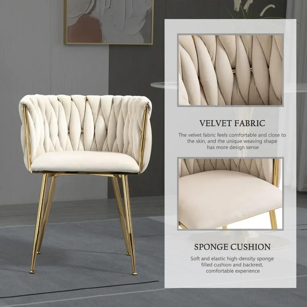 Modern Velvet Dining Chair with Gold Metal Legs, Luxury Tufted Dining Chairs for Living Room, Bedroom, Kitchen