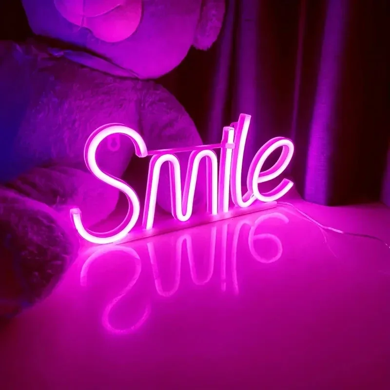 

Smile Neon Sign, USB Dimmable Wall Decor Smile Neon Light USB Powered Neon Lights Signs for Bedroom Kids Room Bar Party Decor