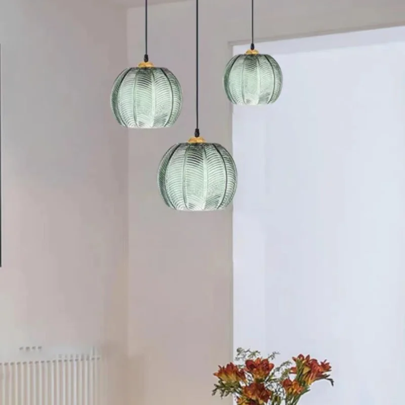 

Modern Shop Restaurant Lights Creative Hotel Study Bedroom Lights Designer Green Leaf Pattern Glass Chandelier