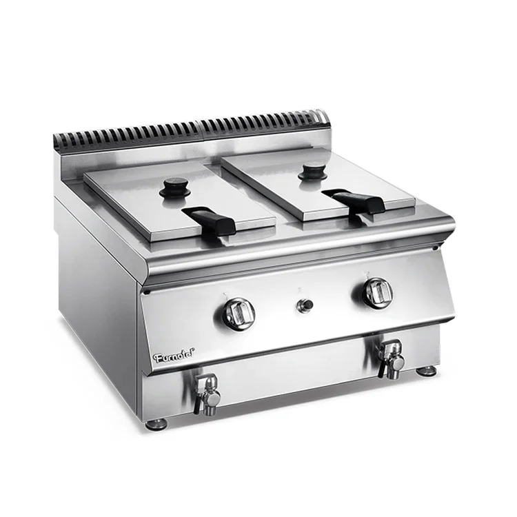Counter Top Commercial 2-Tank Deep Fryer with Open Cabinet
