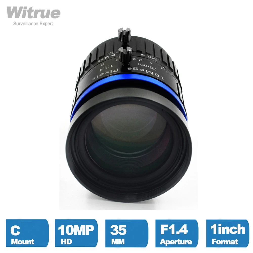 Witrue HD 4K 10 Mega Pixel 35mm CCTV lens C Mount  F1.4 IR 1