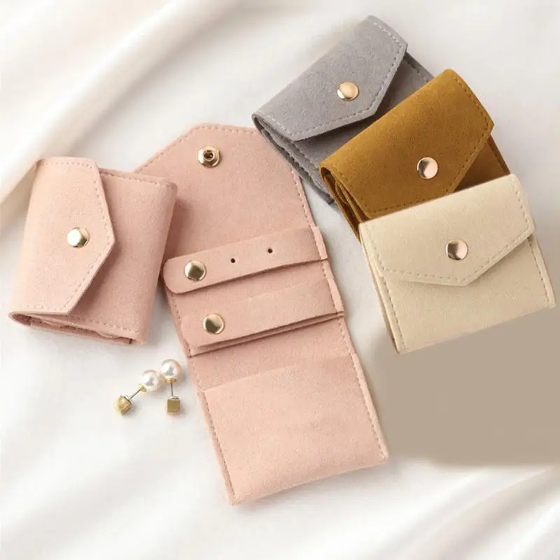 1pc Mini Jewelry Case Functional Storage Organizer Foldable Jewelry Bags for Rings Earrings Necklaces Packing Pouches Travel