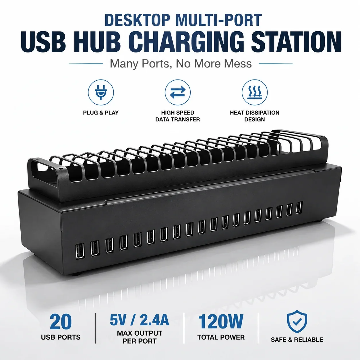 20  USB Ports Box Phone Farm USB Hub Android Control Box Batch Synchronization Control Unified Management Smartphones