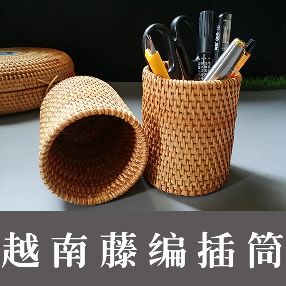 Rattan Pen Holder Pencil Organizer Pen Covers Tea Accessories 10 cm