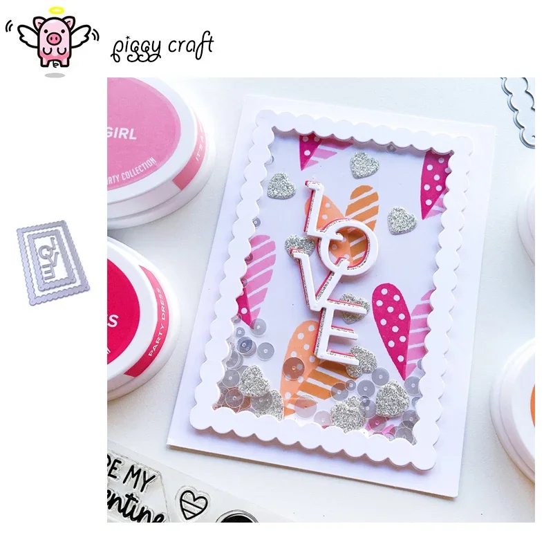 

Piggy Craft металлические штампы для резки, форма для резки, любовная буква, волнистая рамка, скрапбук, нож для рукоделия, лезвие, трафареты, штампы