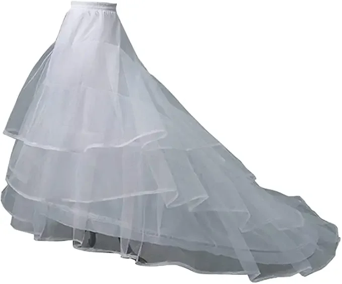 

A-line Mermaid Petticoat 2-Hoop Black Underskirt 3 Layers Crinoline for Wedding Dress Train 2023