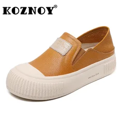 Koznoy 4cm Retro Ethnic Natural Cow Suede Genuine Leather Loafer Comfy Women Leisure Soft Flats Rubber ZIP Concise Autumn Shoes