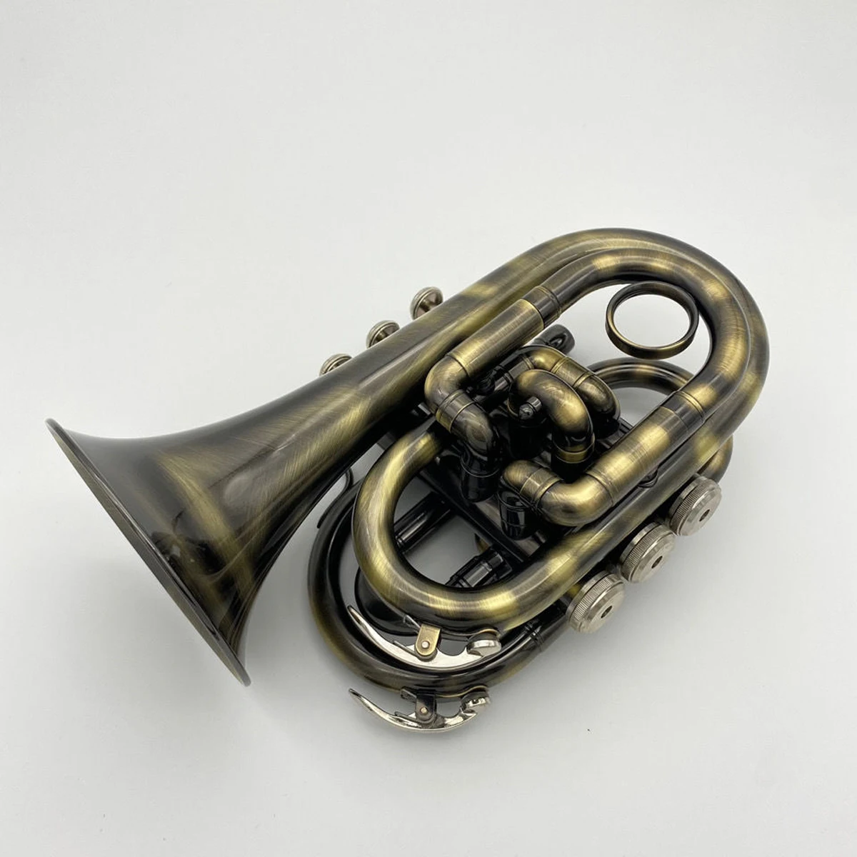 High-end professional trumpet black nickel gold brushed palm number three-tone antique pocket trumpet playing instrument