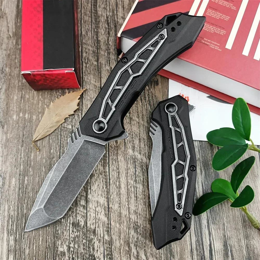 KS 1376 Flipper Knife BlackWashed Tanto Blade Nylon Fiber Handles EDC Folding Knife Outdoor Tactical Survival Military Tool