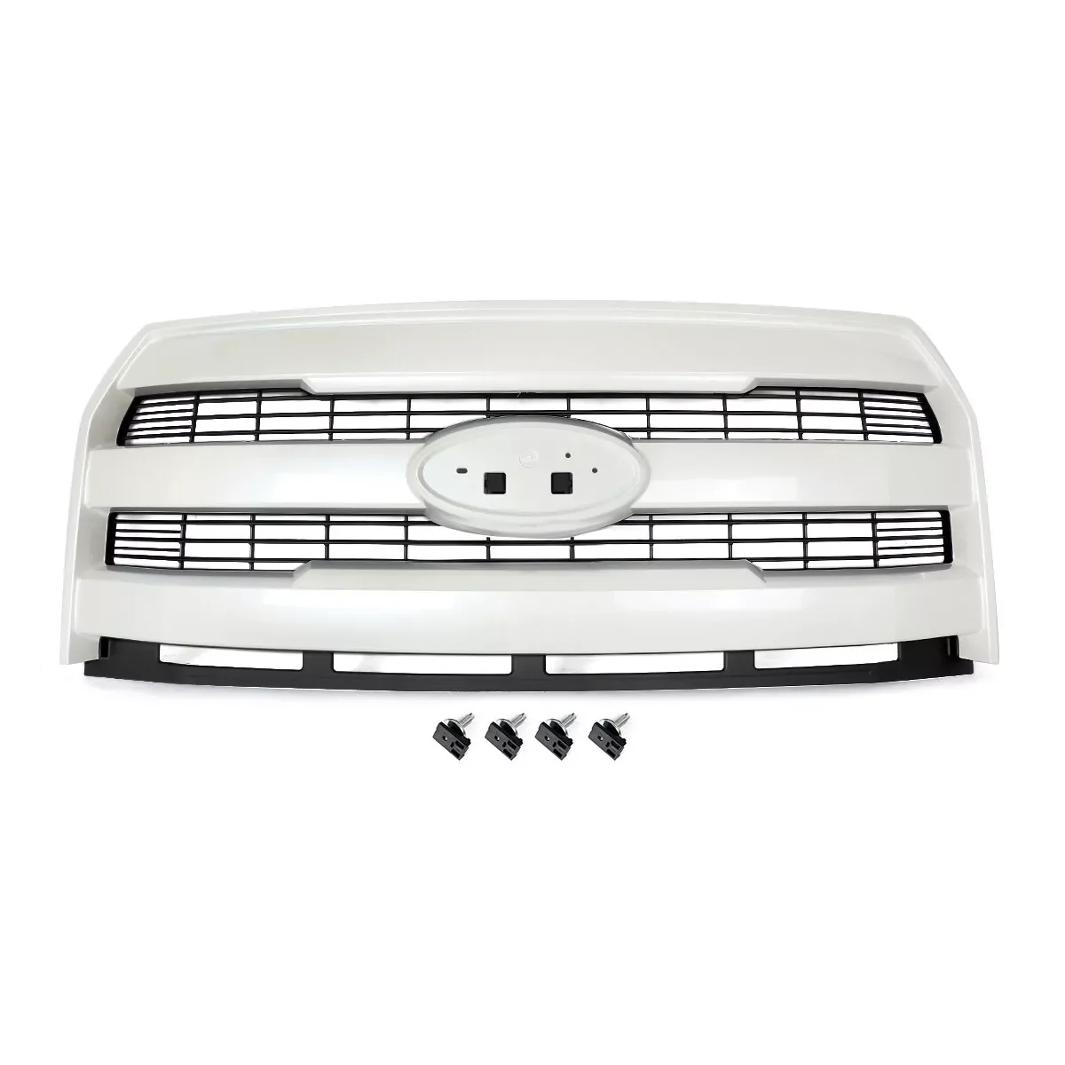 Modified Grille Replace For 2015 2016 2016 Ford F150 Lariat F-150 Front Grilles Assembly Without Camera Hole White Platinum UG