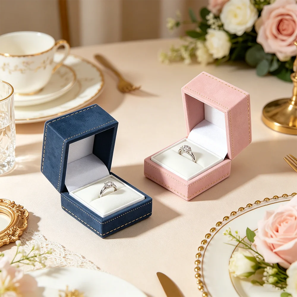 Custom Printed Velvet Ring Box,Personalized Logo Name Design,Single Ring Slot,No Rings Included,Gift For Proposal Anniversary