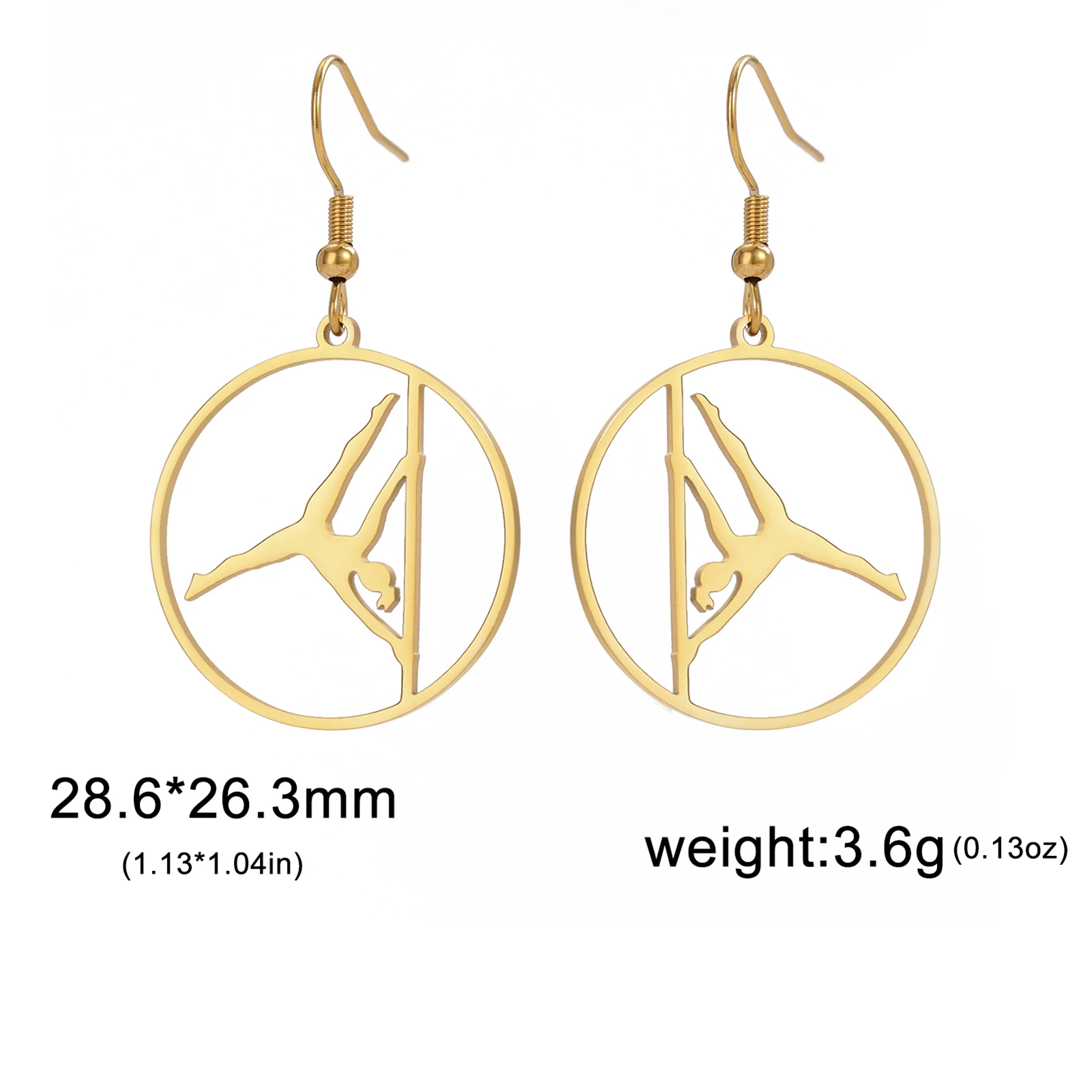 Amaxer Women\'s Pole Dance Movements Earrings Exquisite Leisure Big Circle Pendant Sports Exaggerated Ear Accessories