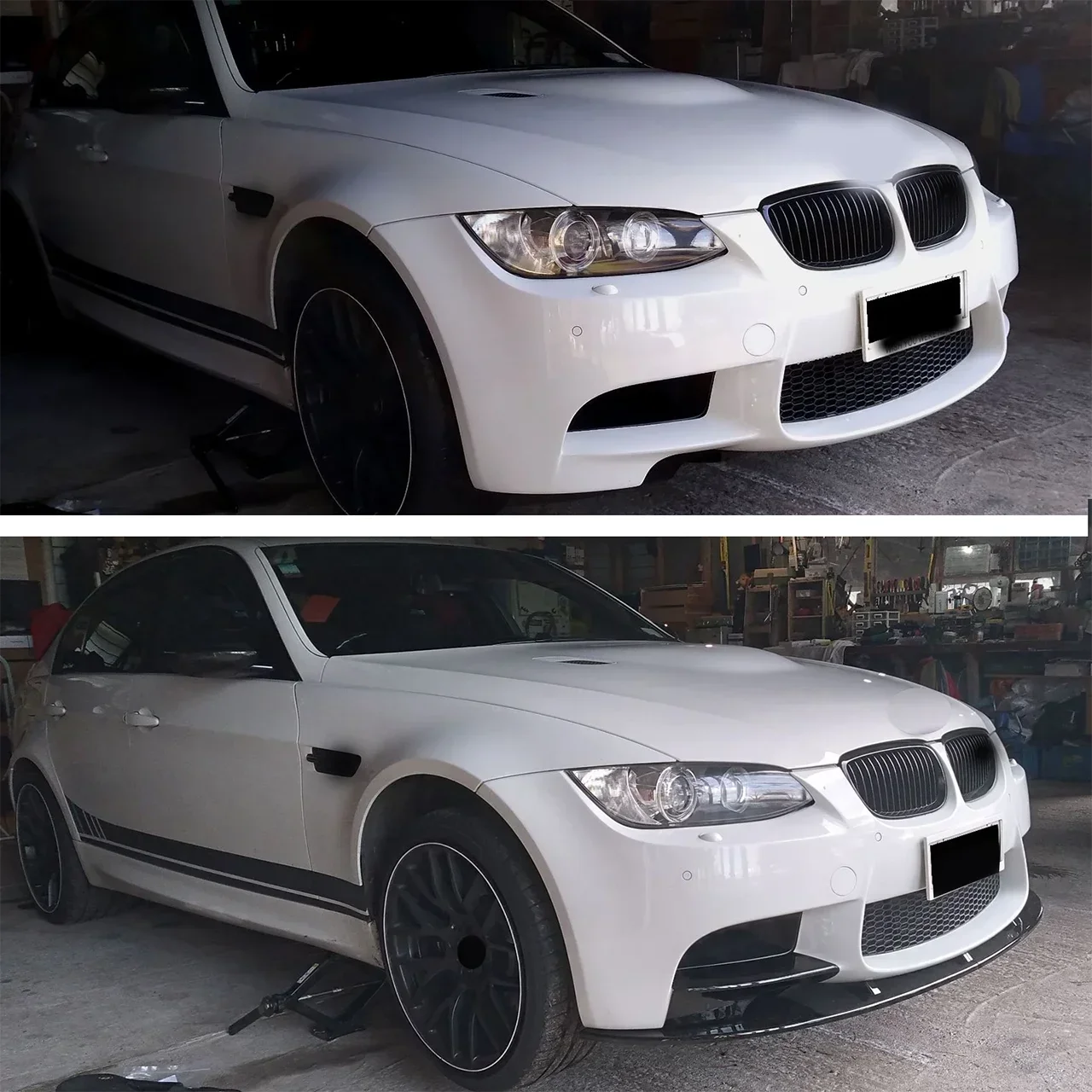 Car Front Bumper Lip for BMW E90 E92 E93 M3 2007-2013 Splitter Spoiler Guard Protector Cover Kits Glossy Black Carbon Fiber Look