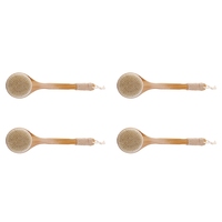 4X Dry Skin Body Brush Bath Exfoliating Brush Natural Bristles Back Scrubber With Long Wooden Handle For Shower