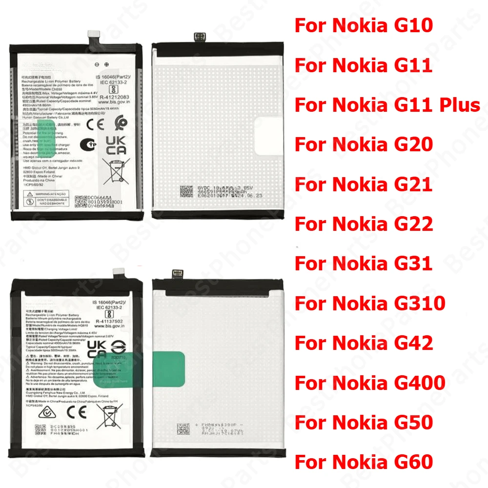 Batería para Nokia G10 G11 Plus G20 G21 G22 G31 G310 G42 G400 G50 G60 WT340 WT341 GH6581 CN550 HQ610 P660 CN450 batería de teléfono