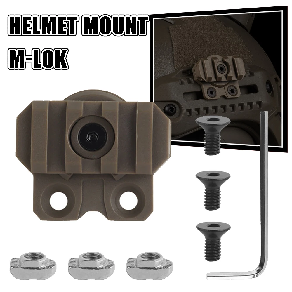 Helmet Mount M-LOK Rail Adjustable for Attaching Helmet Light Rotates 360 Degrees 3-slot Picatinny Airsoft Helmet Accessory Rail