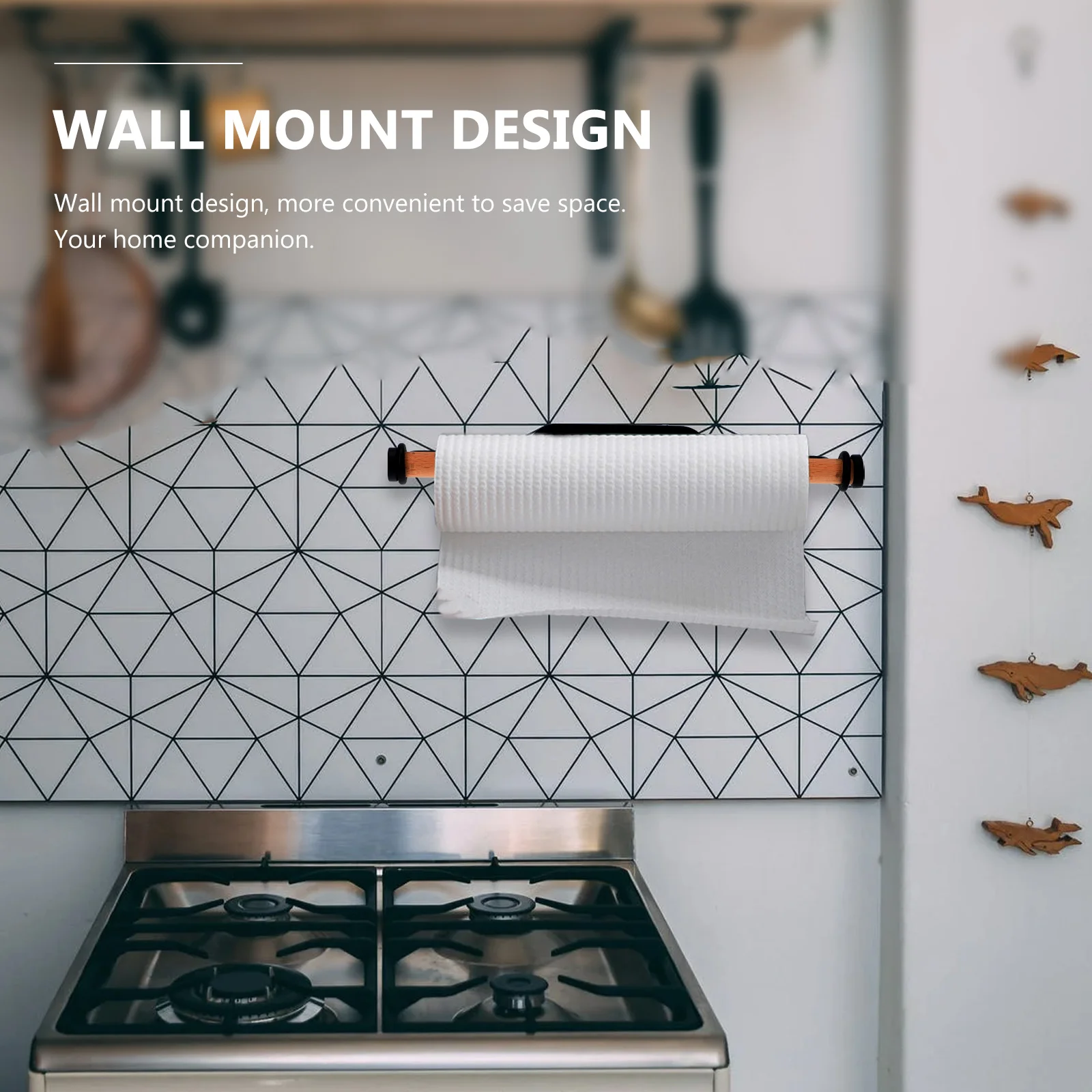 

Wall Storage Rack Hanging Paper Towel Holder Black Mount Tissue Kitchen Roll Iron Beech Durable Space Saver Household Bathroom