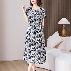 Party Dresses For Women 2024 Plus Size Summer Dress V-Neck Solid short Sleeve print vintage women clothing