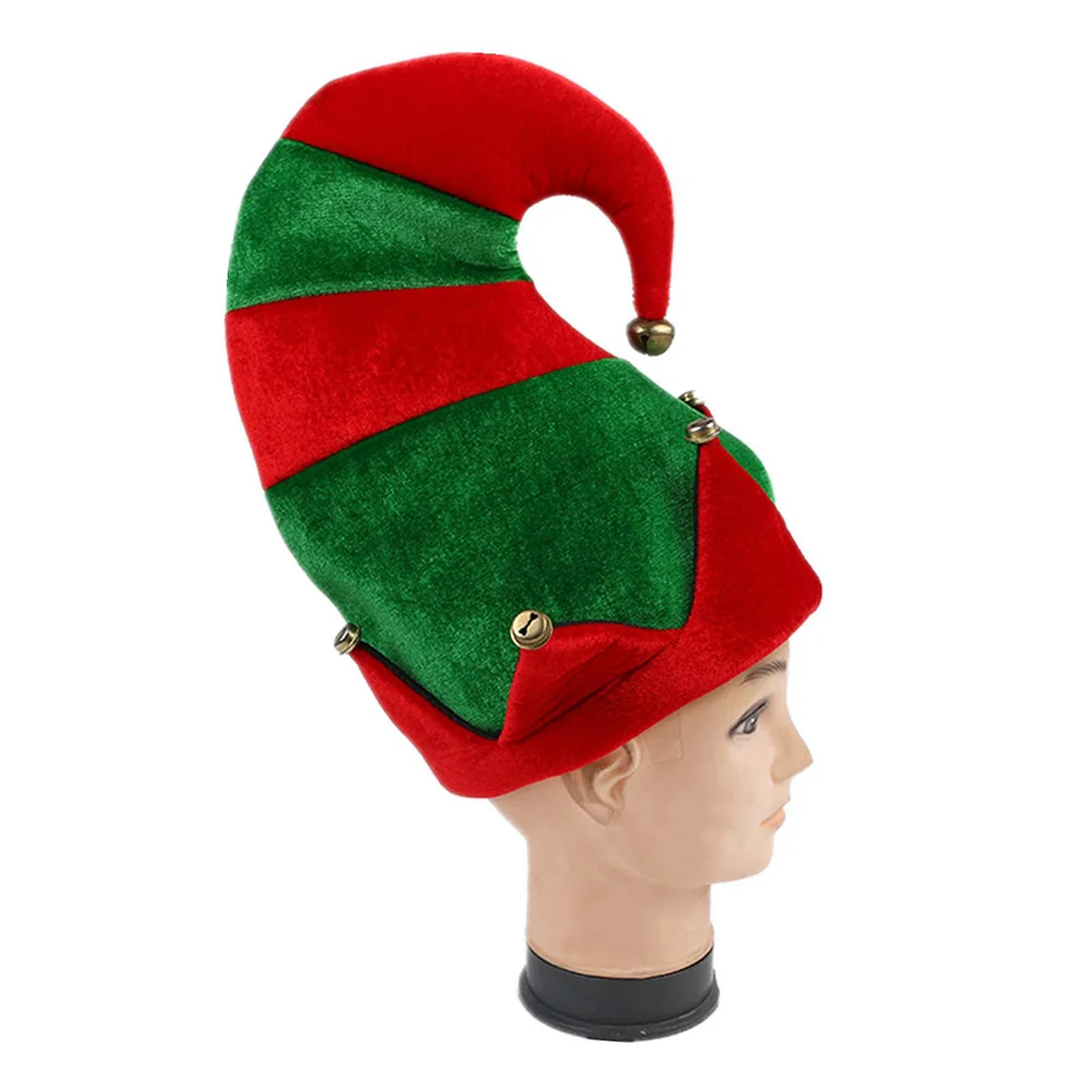 1 قطعة قبعة جرس عيد الميلاد أحمر أخضر مريح سانتا تأثيري غطاء الرأس للبالغين عطلة الطرف الديكور مهرجان جميل الدعائم #4