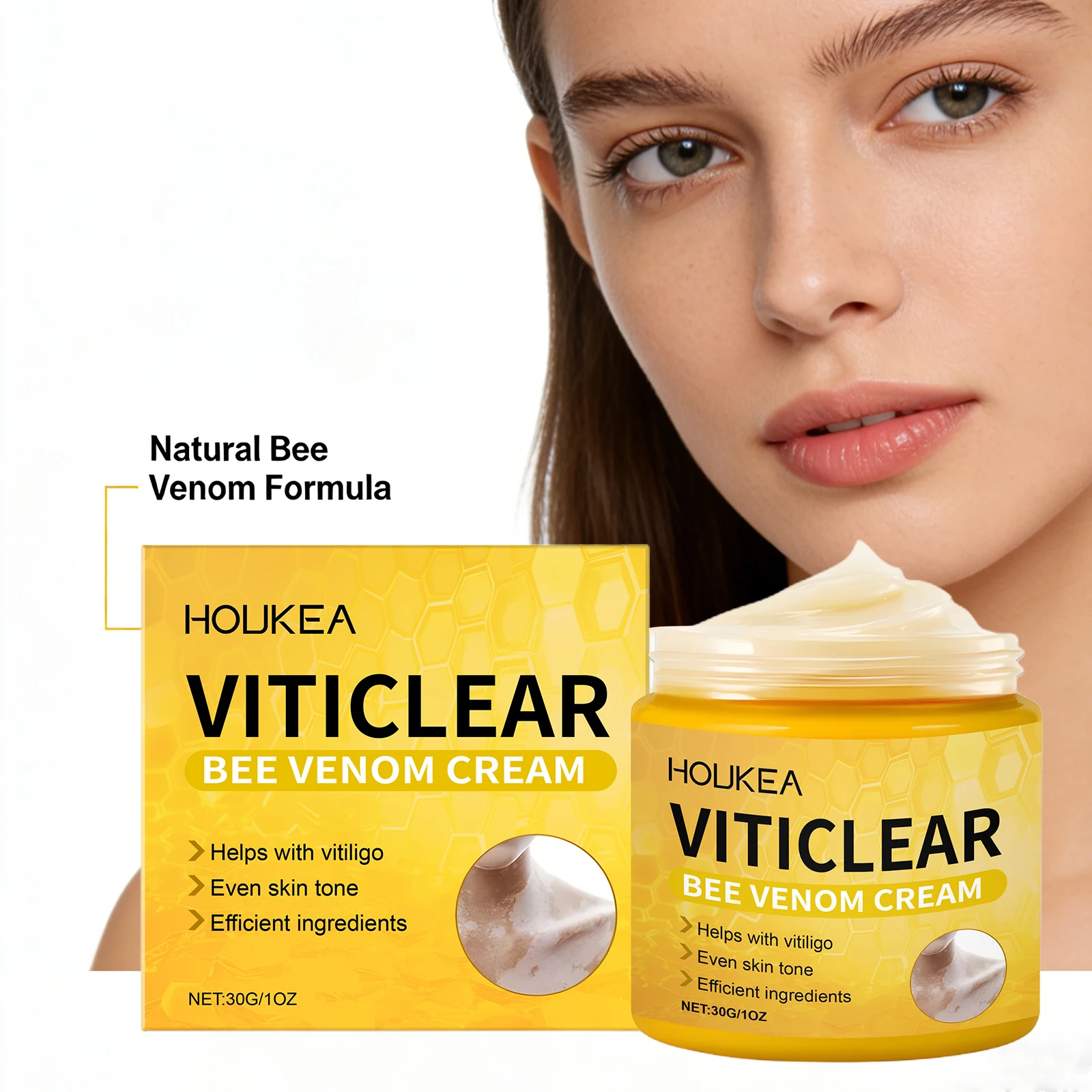 

Vitiligo Bee Venom Cream Even Skin Tone Repair Brighten Skin Remove Leukoplakia Disease Fade Melanin Viticlear Treatment Cream