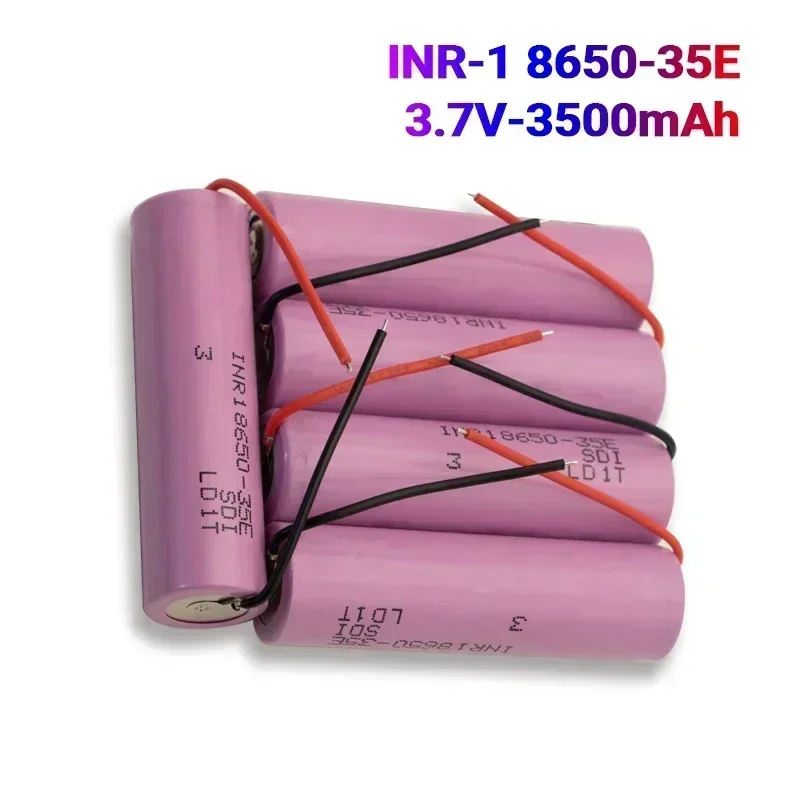 New Original 18650 Battery 3500mah 3.7V Lithium Battery INR18650 35E 3500mah Suitable For Flashlight Battery + DIY Wire