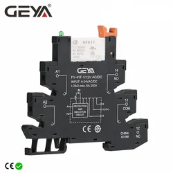 5PCS GEYA Slim Relay Module Protection Circuit 6A Relay 12VDC/AC or 24VDC/AC or 230VAC Relay Socket 6.2mm thickness 48V 110V