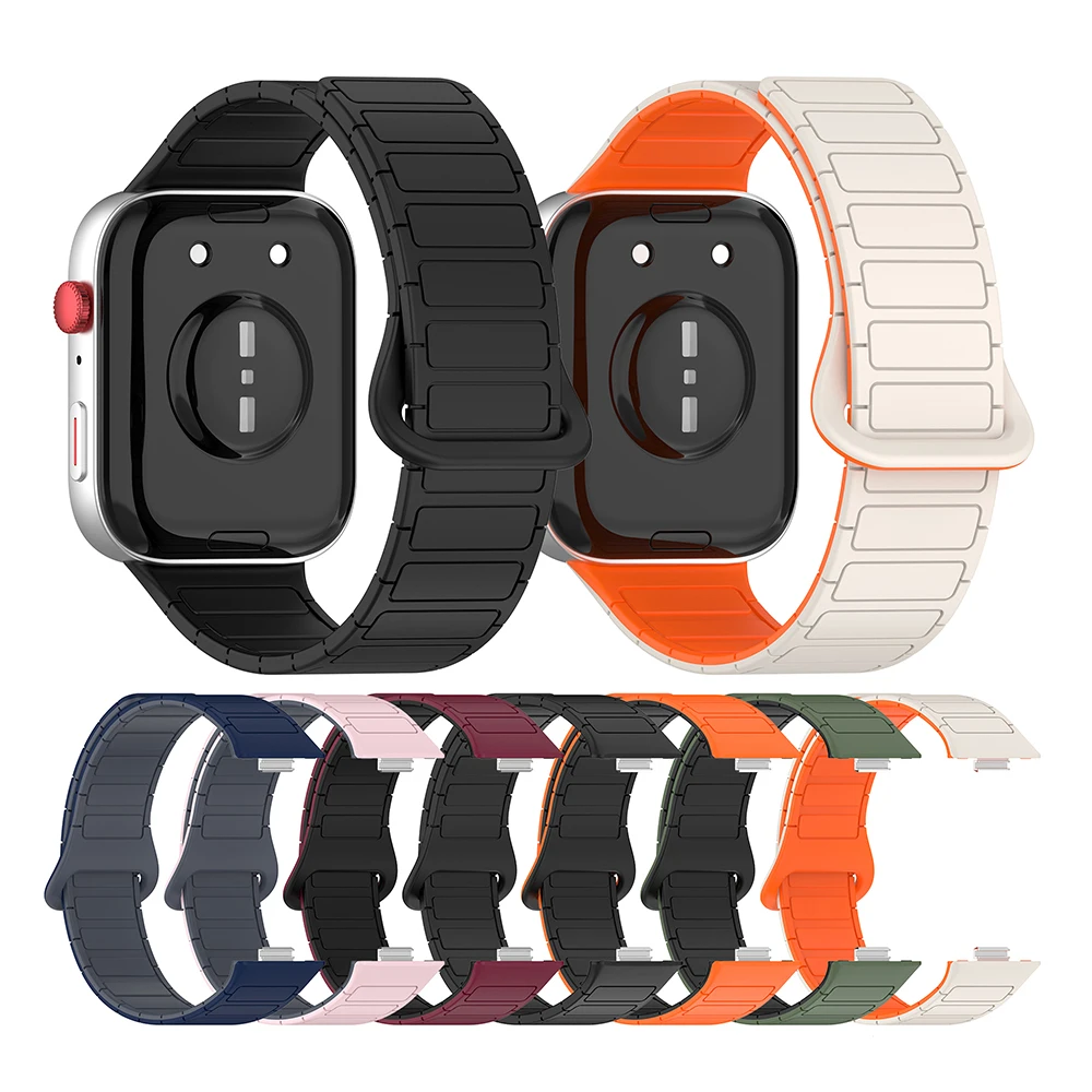 Magnetic Sport Band for Huawei Watch Fit 5 Pro/ Fit 3/ Fit 4 Bracelet Soft Silicone Orange Wristband Breathable Dual Color Strap