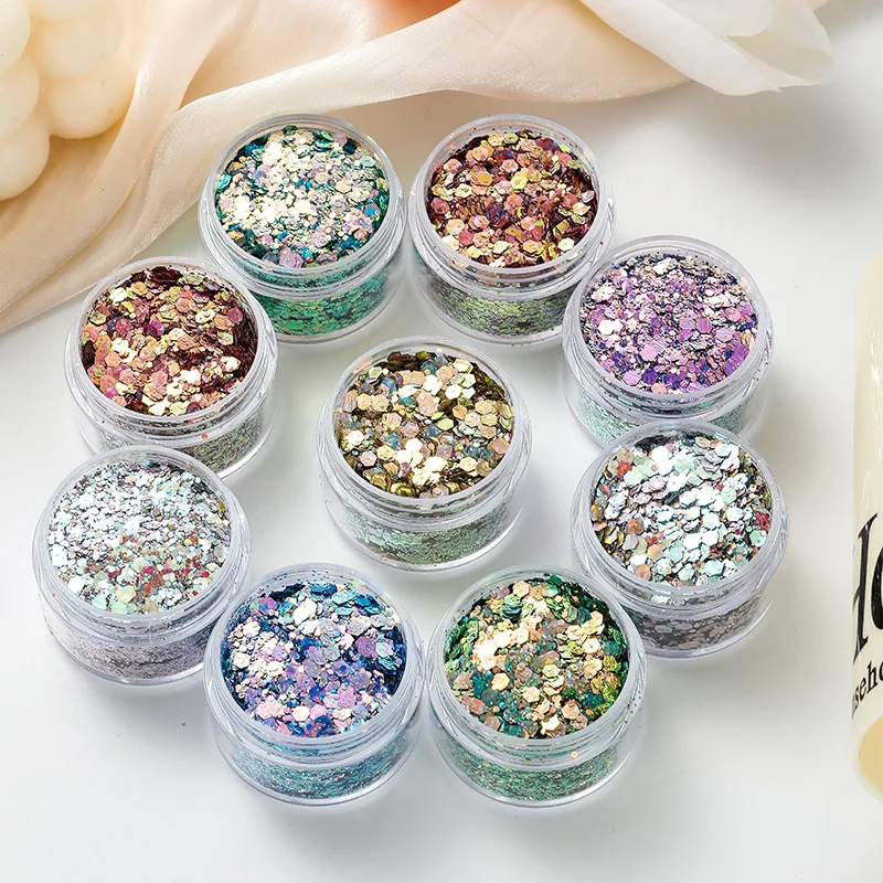 4 جرام ثلاثية الأبعاد عين القط مقياس السمك المجسم مكتنزة بريق مزيج أحجام البوليستر DIY بها بنفسك الحرف الزخرفية الراتنج رسومات أظافر الشعر لتقوم بها بنفسك