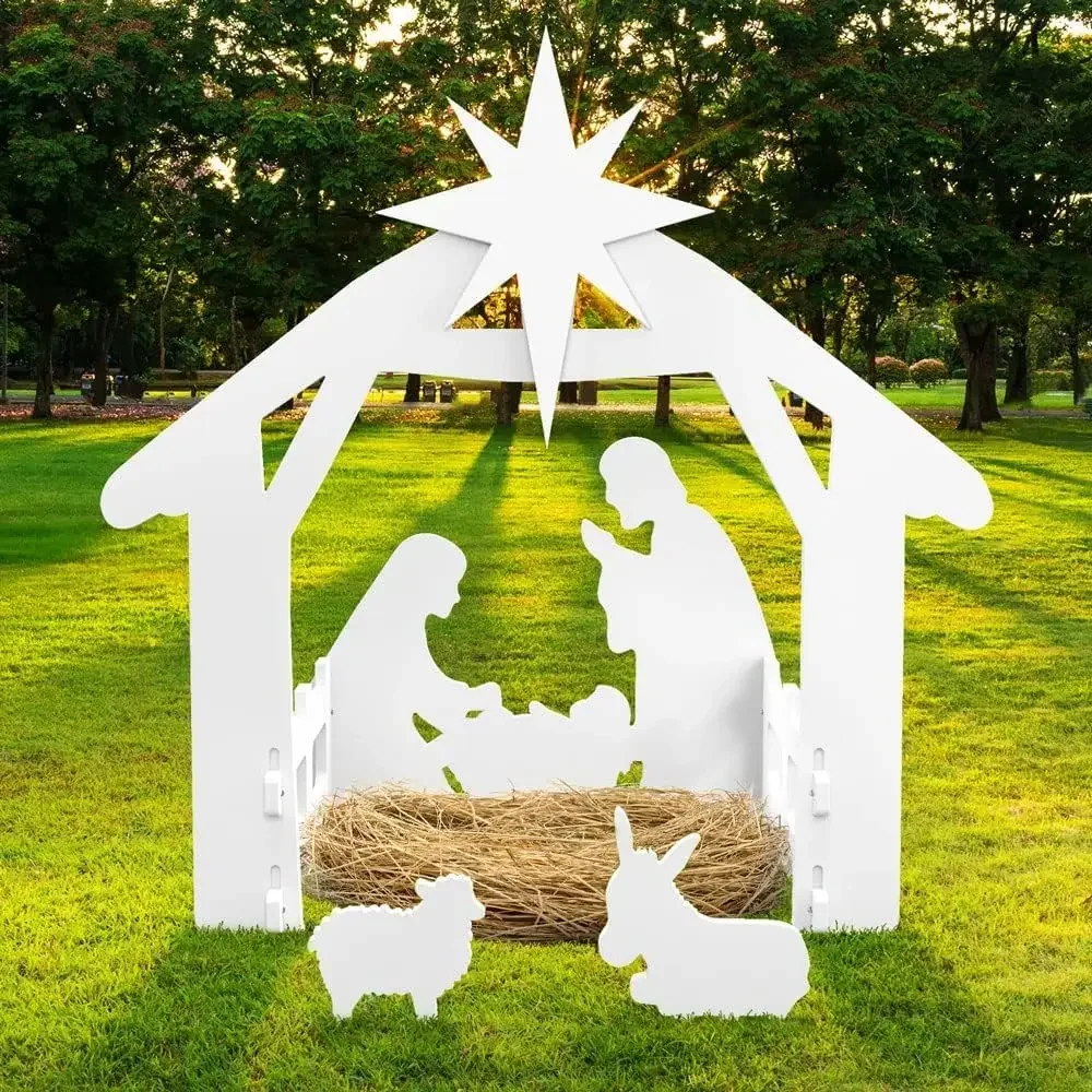 Large Nativity Scene Outdoor, Nativity Set Christmas Holy Family Christmas Decorations Outdoor for Front Yard, Lawn and Church