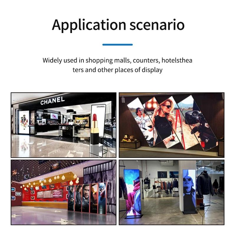 P2.5 P3 P4 LED Screen Indoor Advertising LED Poster Display Screen 4G WiFi USB Movable Mirror Poster Digital Poster Display