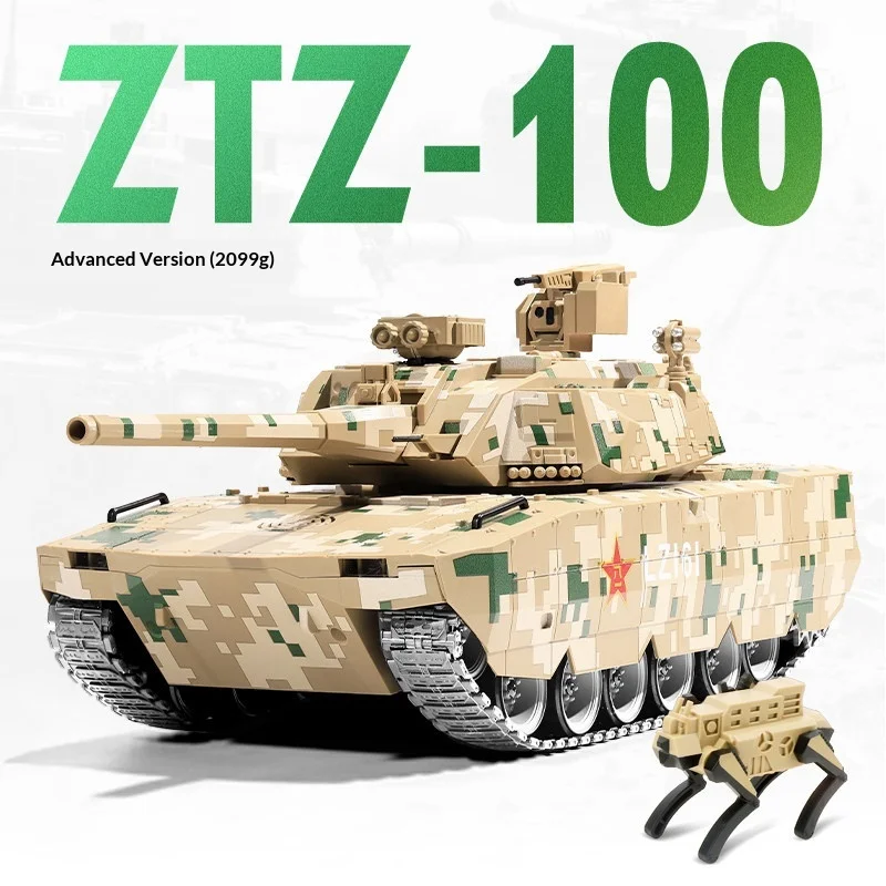 

2.4G RC Tank ZTZ-100 1:18 Scale 360° Rotating Simulated Shooting Recoil Light Sound Smoke Military Toy for Kids Adults