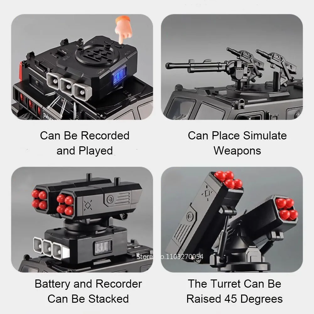 Vehículos blindados militares de aleación 1:50, modelo fundido a presión, juguete en miniatura, música ligera, puertas extraíbles, modelos de coches abiertos para niño, regalo de Navidad