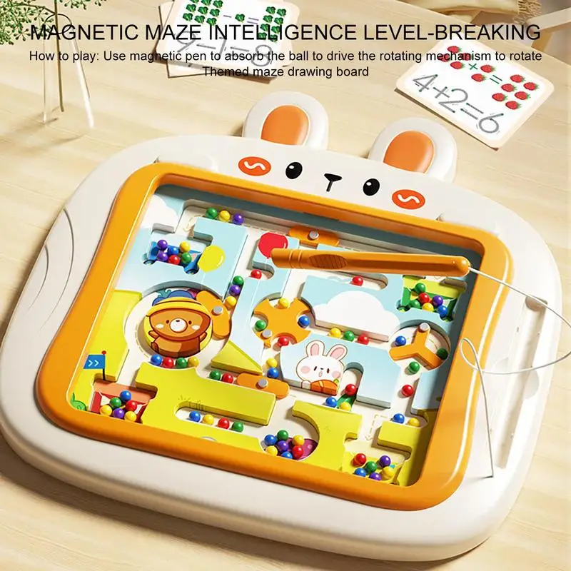 Magnetic Maze Ball Toy Educational Learning Counting Matching Toys Magnetic Maze Drawing Board Magnet Balls Puzzles Color