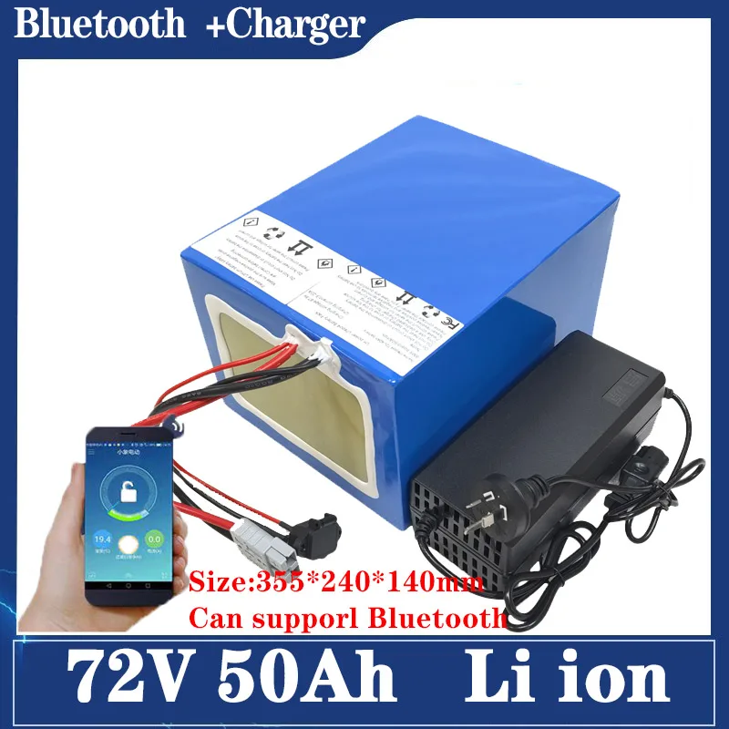 

Литий-ионный с Bluetooth 72 В 50 Ач APP BMS для 5000 Вт 10 кВт велосипед скутер велосипед мотоцикл вилочный погрузчик кран + зарядное устройство 10 А
