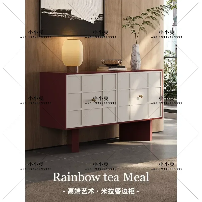 Modern Simple Paint Dining Side Cabinet French Cream Style Wall Mounted Storage Locker Decorative Cabinet for Home Restaurant