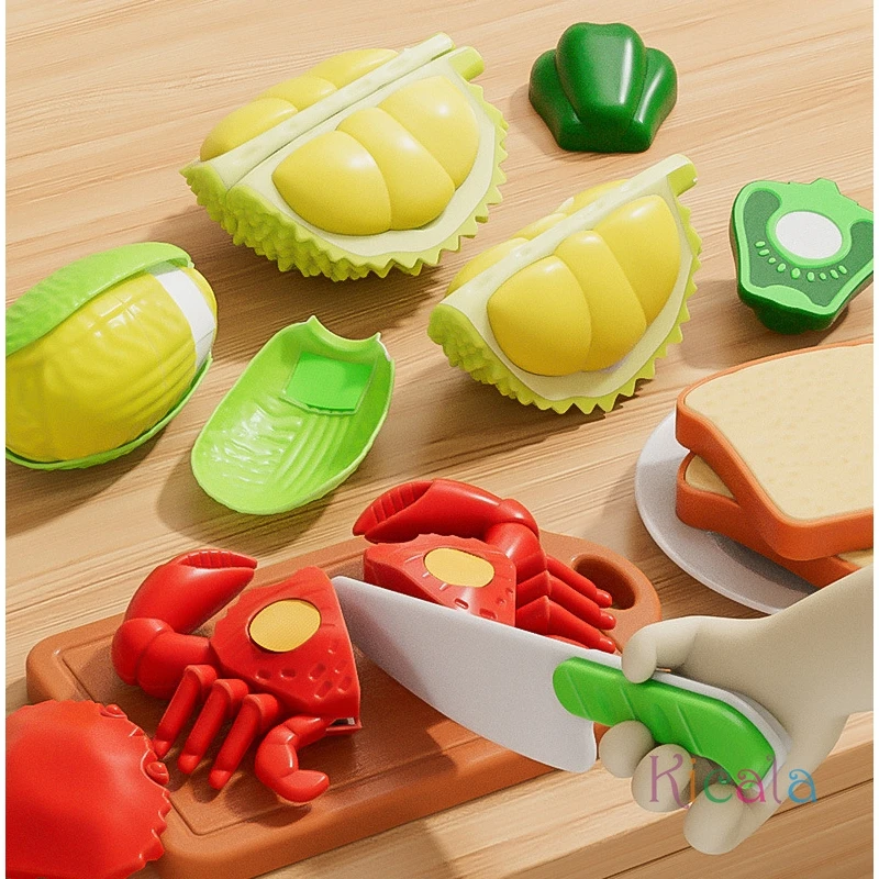مجموعة واحدة من ألعاب المطبخ التعليمية لقطع الفواكه والخضروات البلاستيكية مع التفاح الكبير مثالية لهدايا عيد الميلاد